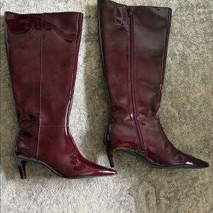 Vince Camuto Glossy Maroon Heeled Boots